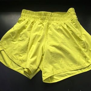 yellow Lululemon athletic shorts